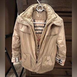 Women Beige Quilted Jacket.